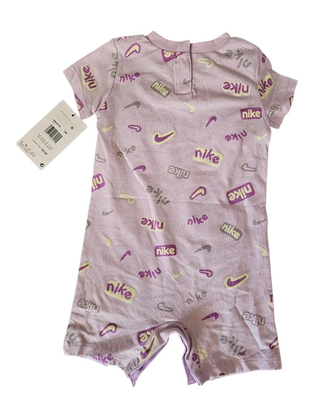 Nike Lilac Logo Print Kids One-Piece Romper
